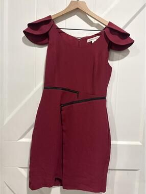 BCBGeneration Burgundy Dress with Black Zipper Details Size 4
